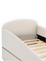 Кровать детская с бортиком, мягкая, 160х70, велюр, Letmo Twin ванильный 03772